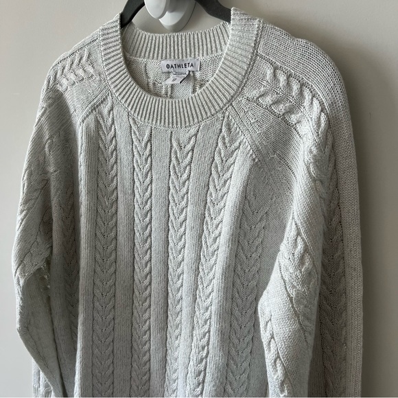 Athleta Crossroads Crew Sweater In Bright White Metallic Cable Knit H - Picture 12 of 12